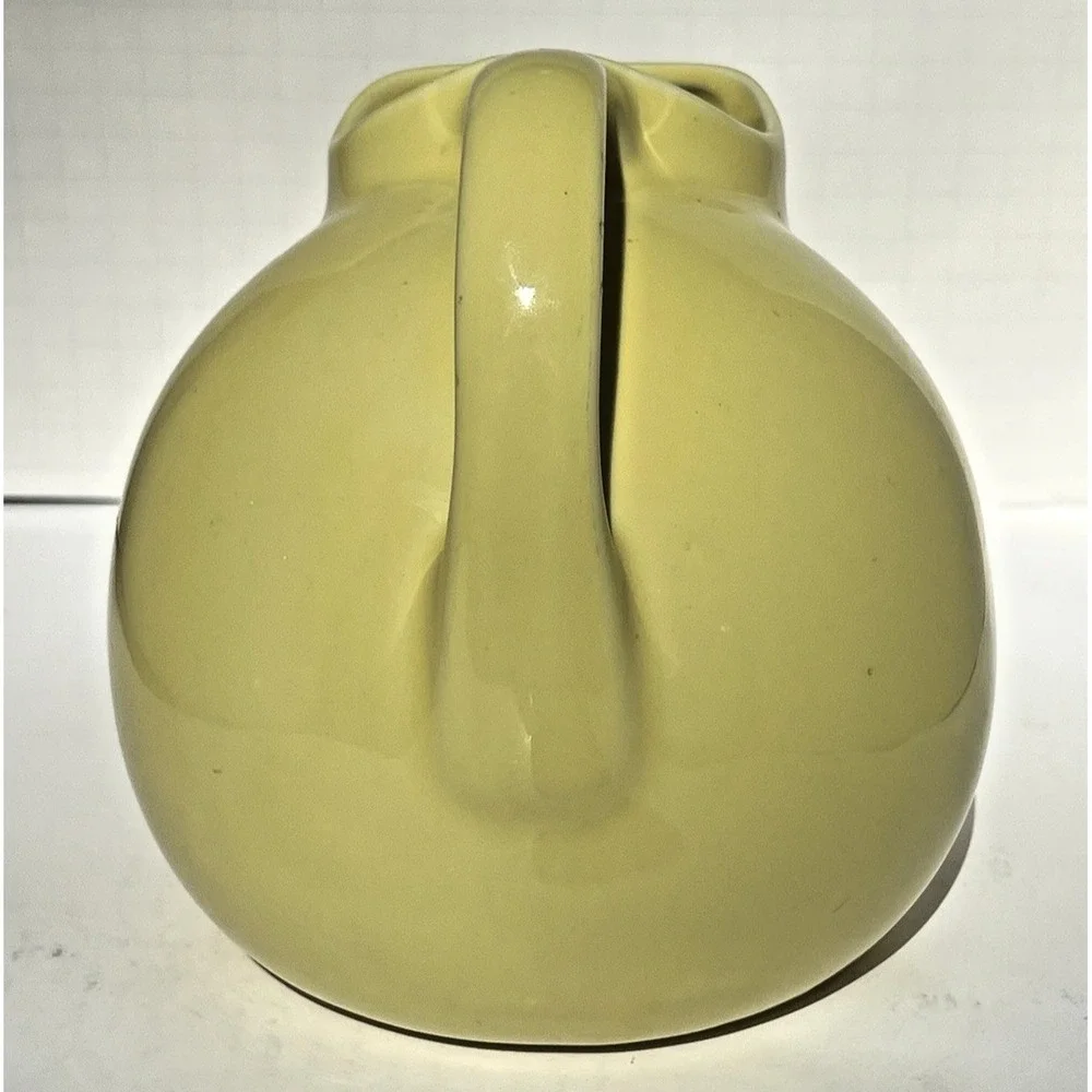 Ball Pitcher Hall China Yellow Ice Lip Mid Century 64 oz Ceramic Vintage Server